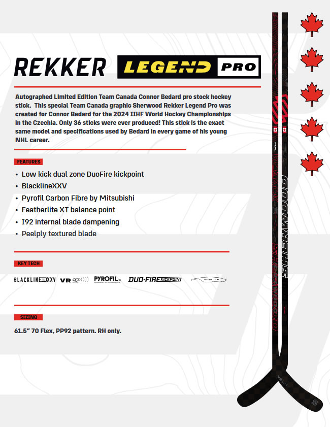 Connor Bedard – Autographed Hockey Stick <br><span id="valuep"><small>Value:</small> $2500</span> - Image 2