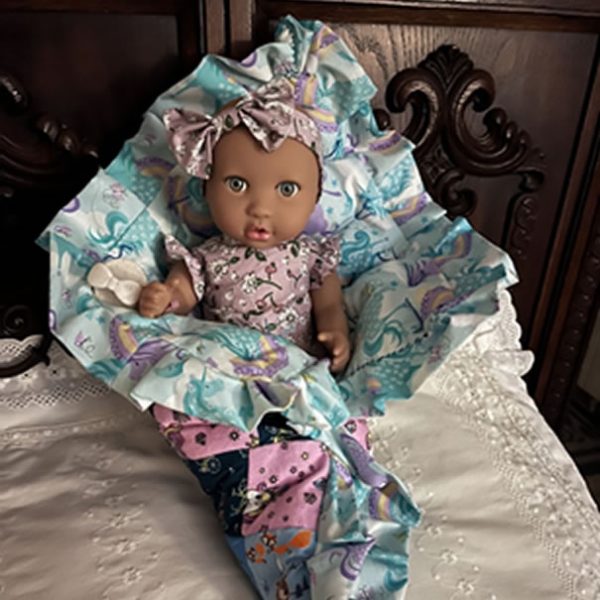Authentic Blue Handcrafted Doll Quilt
