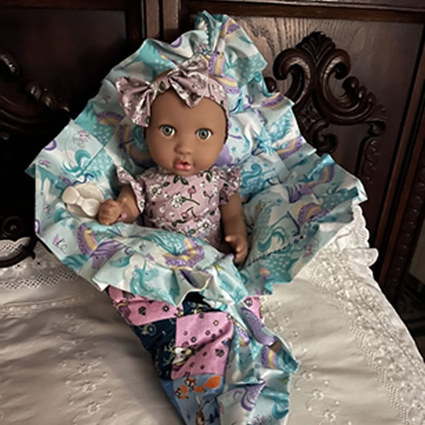 Authentic Blue Handcrafted Doll Quilt